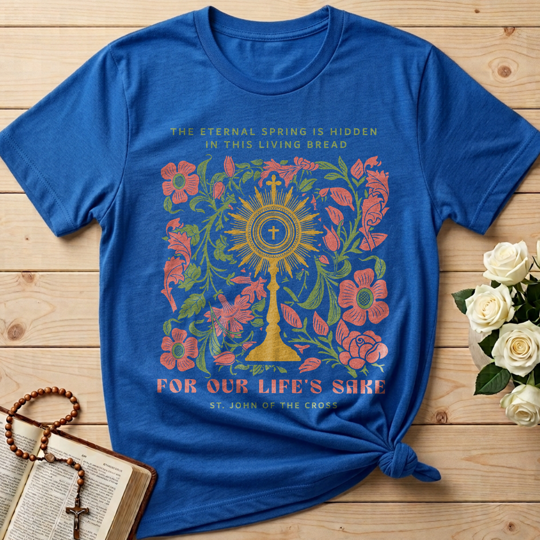 The eternal spring is hidden in this living bread For our life's sake 01