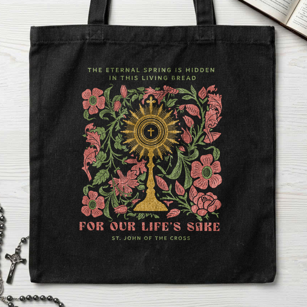 The eternal spring is hidden in this living bread For our life's sake 01