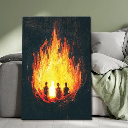 The Fiery Furnace Wall Art Canvas (Shadrach, Meshach, Abednego with Son of God)