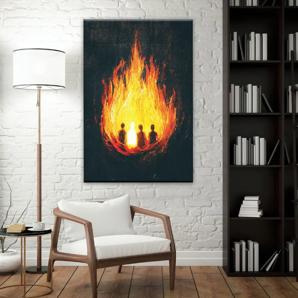The Fiery Furnace Wall Art Canvas (Shadrach, Meshach, Abednego with Son of God)