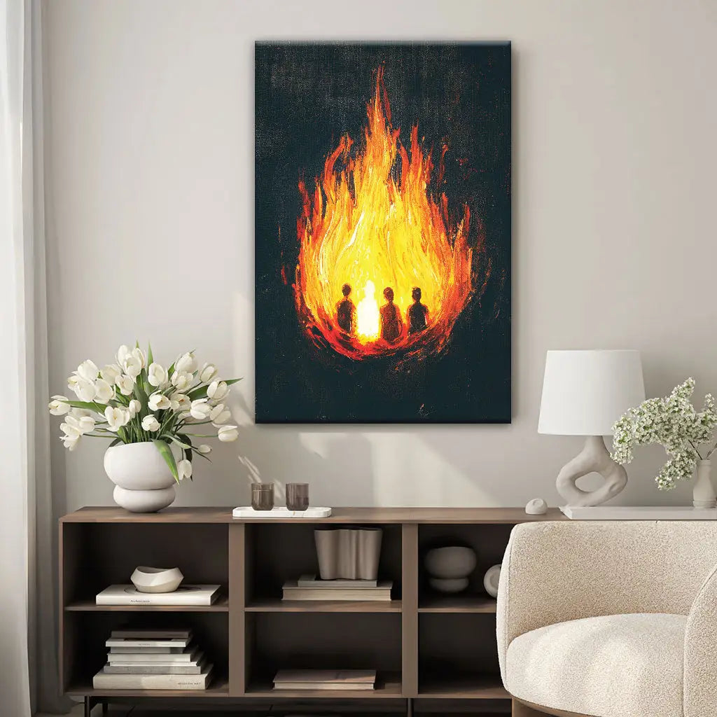 The Fiery Furnace Wall Art Canvas (Shadrach, Meshach, Abednego with Son of God)