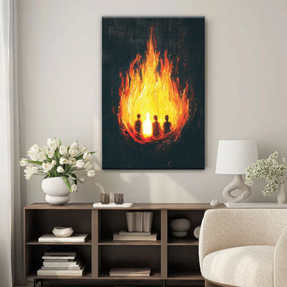 The Fiery Furnace Wall Art Canvas (Shadrach, Meshach, Abednego with Son of God)
