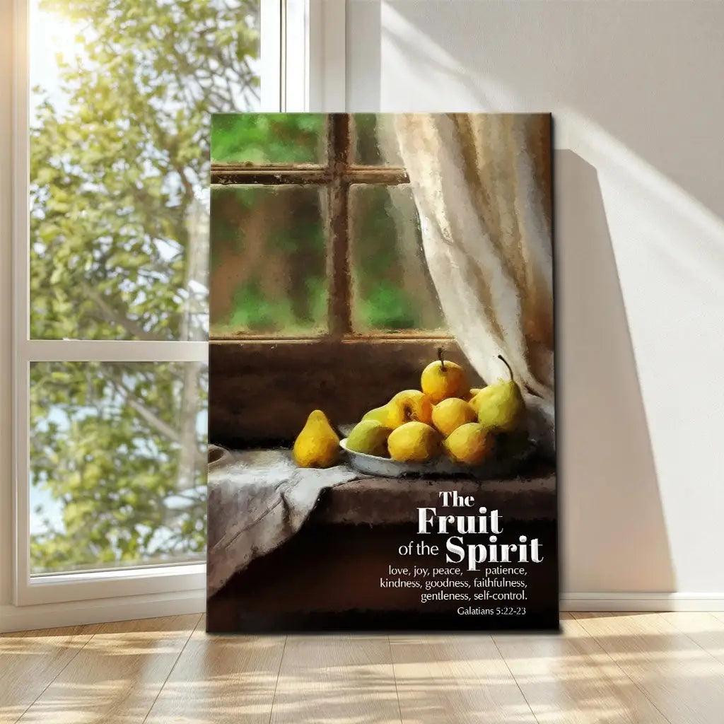 The Fruit Of The Spirit Wall Art, Vintage Window, Christian Canvas Art