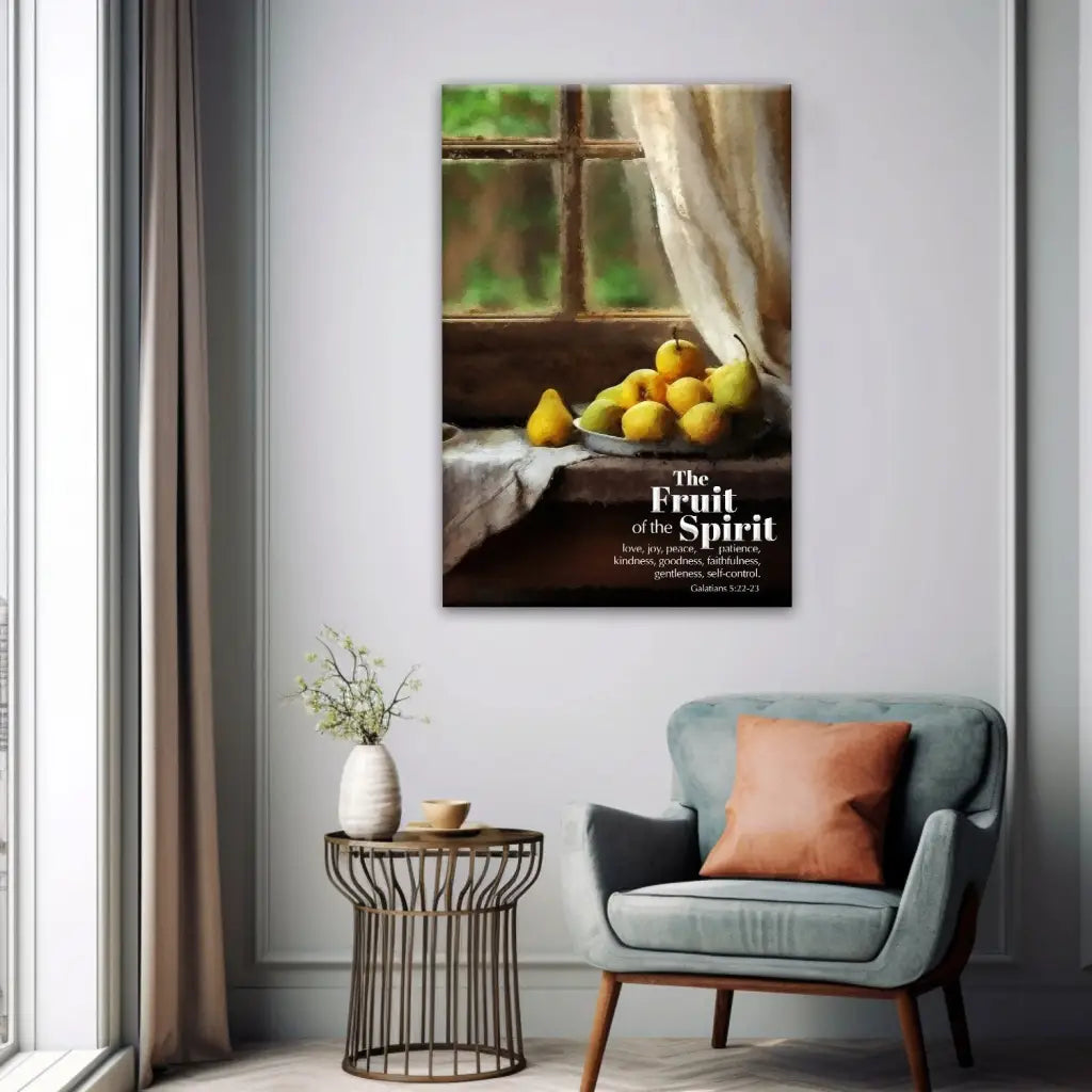 The Fruit Of The Spirit Wall Art, Vintage Window, Christian Canvas Art