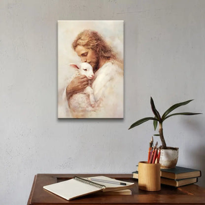 The Good Shepherd – Jesus with Lamb Wall Art Canvas