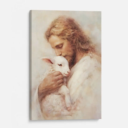 The Good Shepherd – Jesus with Lamb Wall Art Canvas