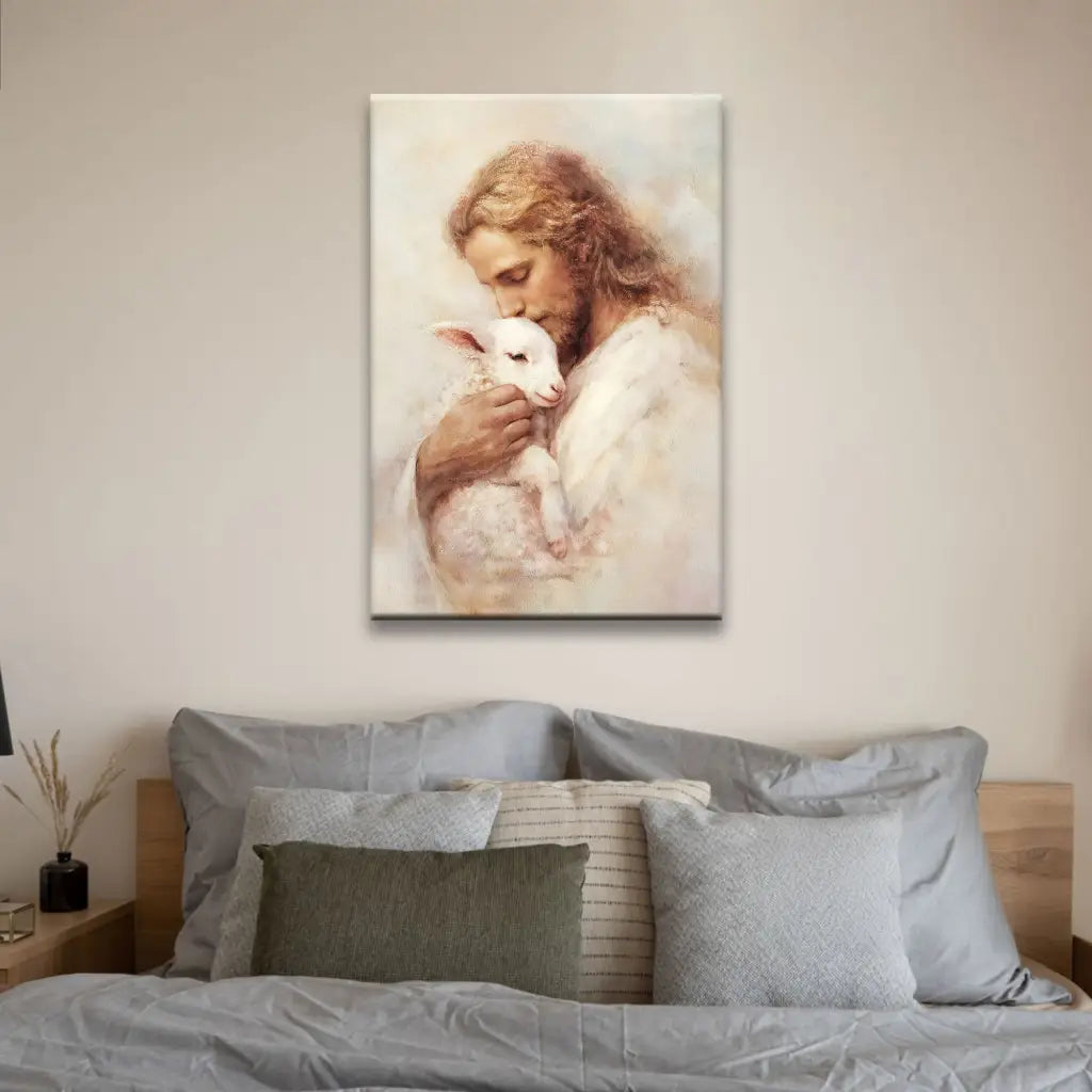 The Good Shepherd – Jesus with Lamb Wall Art Canvas