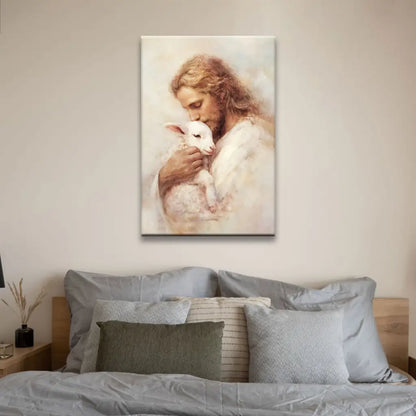 The Good Shepherd – Jesus with Lamb Wall Art Canvas