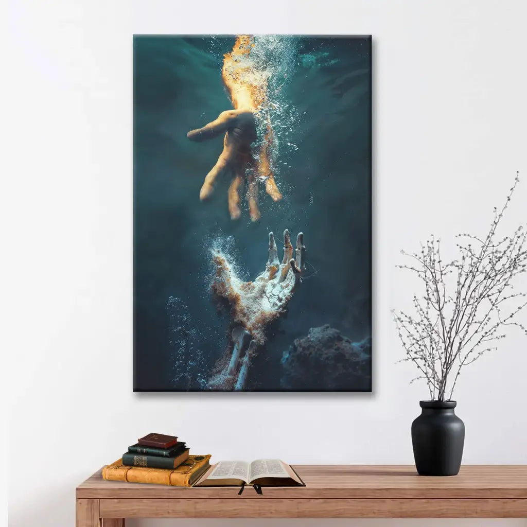 The Hand Of God, Jesus Reaching Into Water, Wall Art Canvas