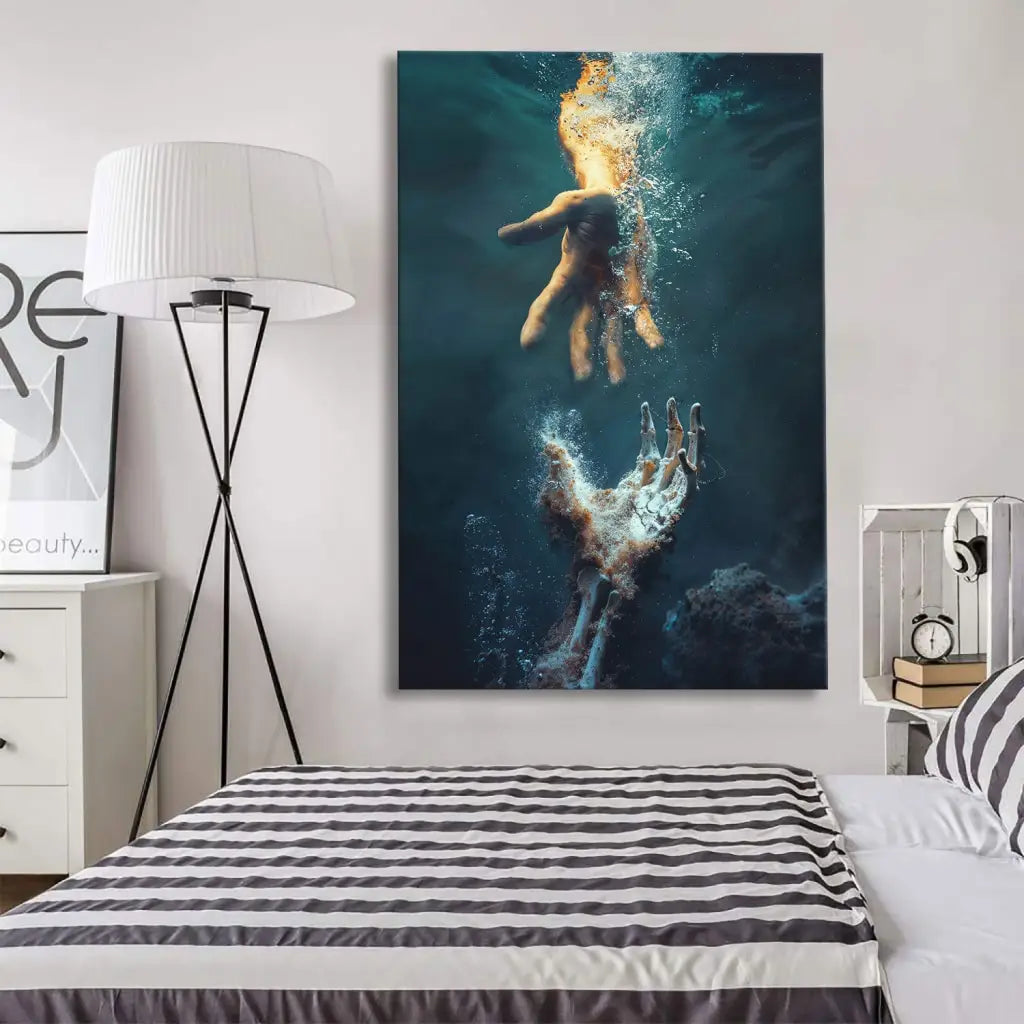 The Hand Of God, Jesus Reaching Into Water, Wall Art Canvas