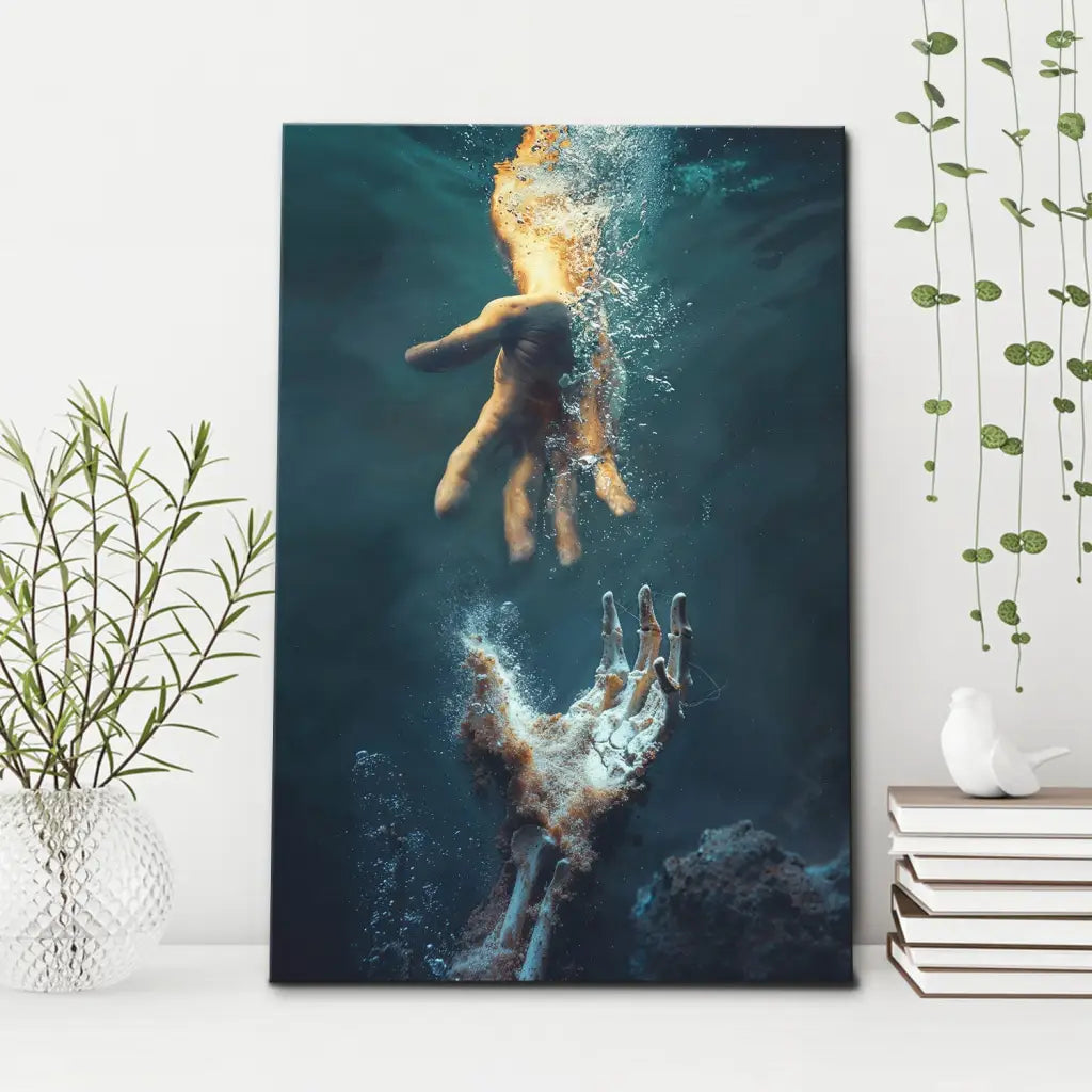 The Hand Of God, Jesus Reaching Into Water, Wall Art Canvas