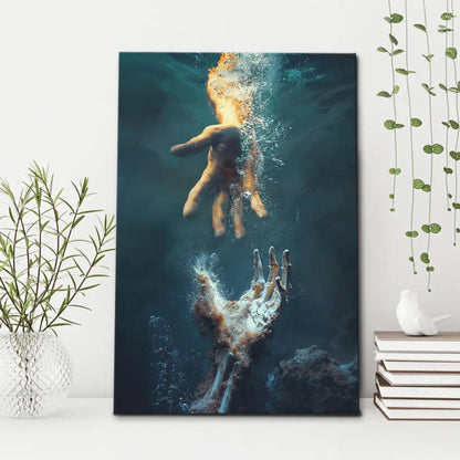 The Hand Of God, Jesus Reaching Into Water, Wall Art Canvas