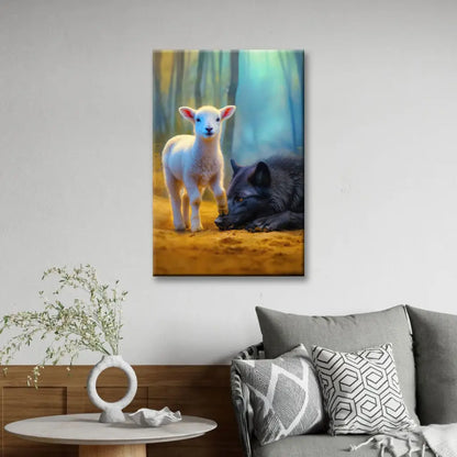 Lamb Stepping on Wolf -  Christian Wall Art Canvas
