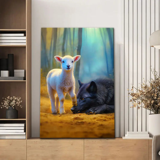 Lamb Stepping on Wolf -  Christian Wall Art Canvas
