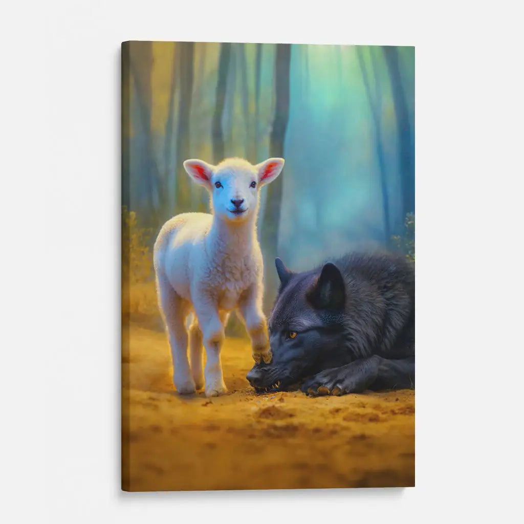 Lamb Stepping on Wolf -  Christian Wall Art Canvas