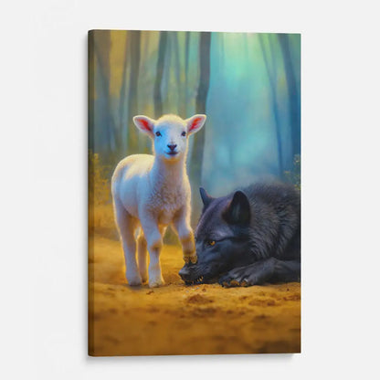 Lamb Stepping on Wolf -  Christian Wall Art Canvas