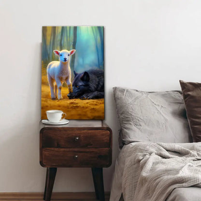 Lamb Stepping on Wolf -  Christian Wall Art Canvas