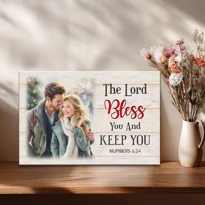 The Lord Bless You & Keep You Christian Wall Art Canvas with Custom Photo