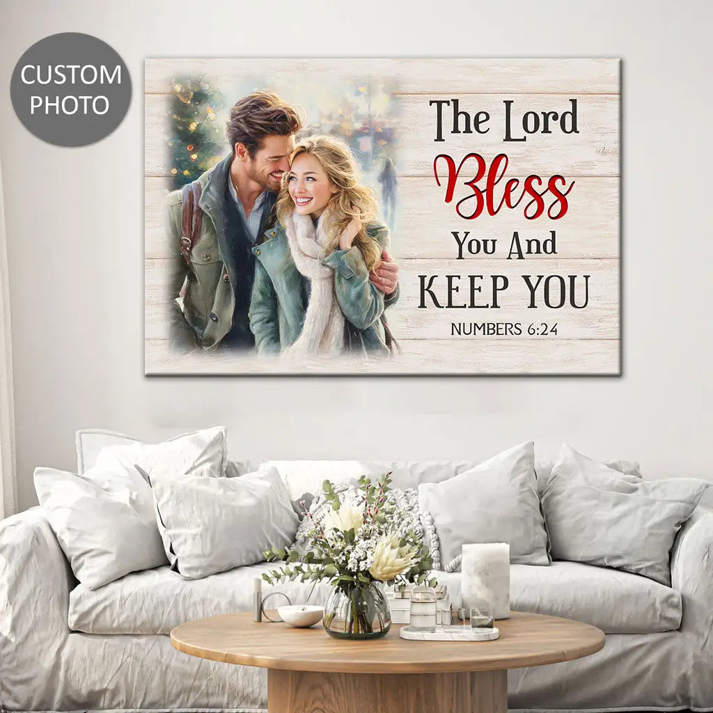The Lord Bless You & Keep You Christian Wall Art Canvas with Custom Photo
