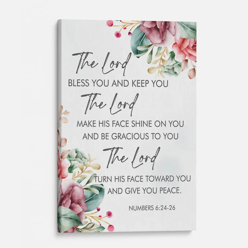 The Lord Bless You And Keep You, Floral, Numbers 6:24-26 Wall Art Canvas