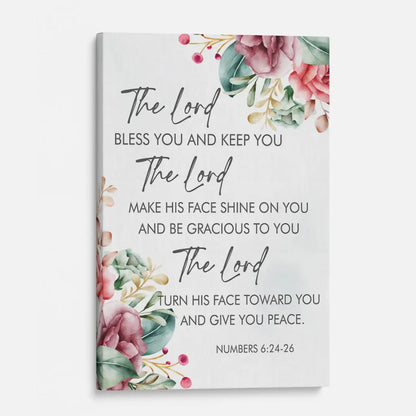 The Lord Bless You And Keep You, Floral, Numbers 6:24-26 Wall Art Canvas