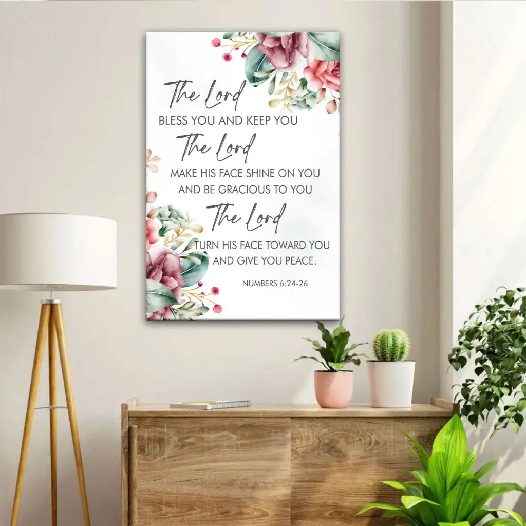 The Lord Bless You And Keep You, Floral, Numbers 6:24-26 Wall Art Canvas