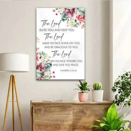 The Lord Bless You And Keep You, Floral, Numbers 6:24-26 Wall Art Canvas
