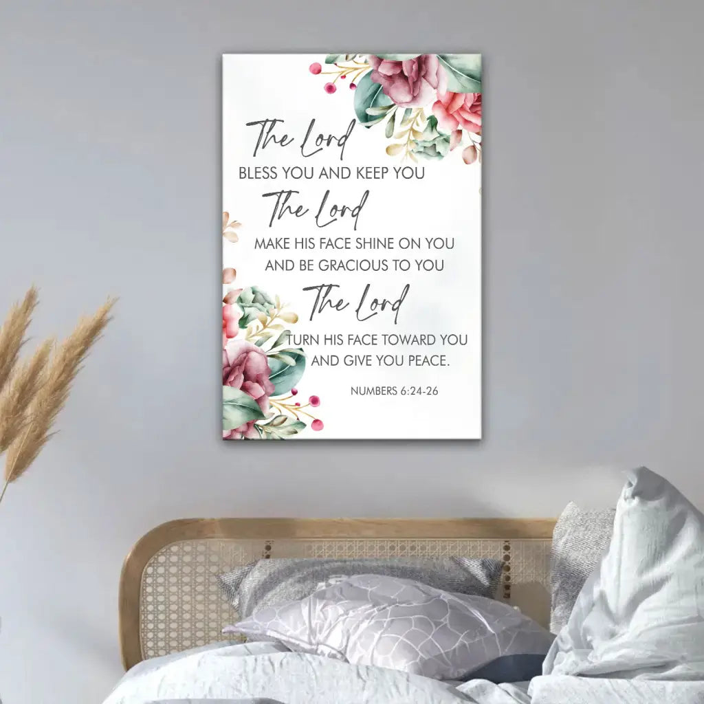 The Lord Bless You And Keep You, Floral, Numbers 6:24-26 Wall Art Canvas