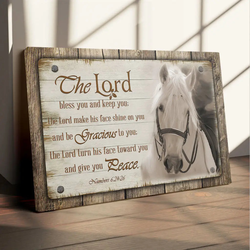 The Lord Bless You And Keep You, Horse, Farmhouse, Christian Wall Art Canvas