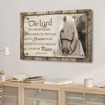 The Lord Bless You And Keep You, Horse, Farmhouse, Christian Wall Art Canvas