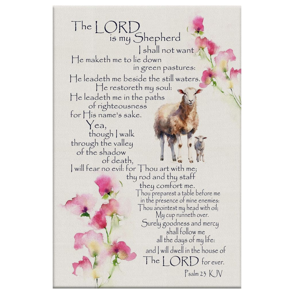 The Lord is My Shepherd Psalm 23 Wall Art Canvas