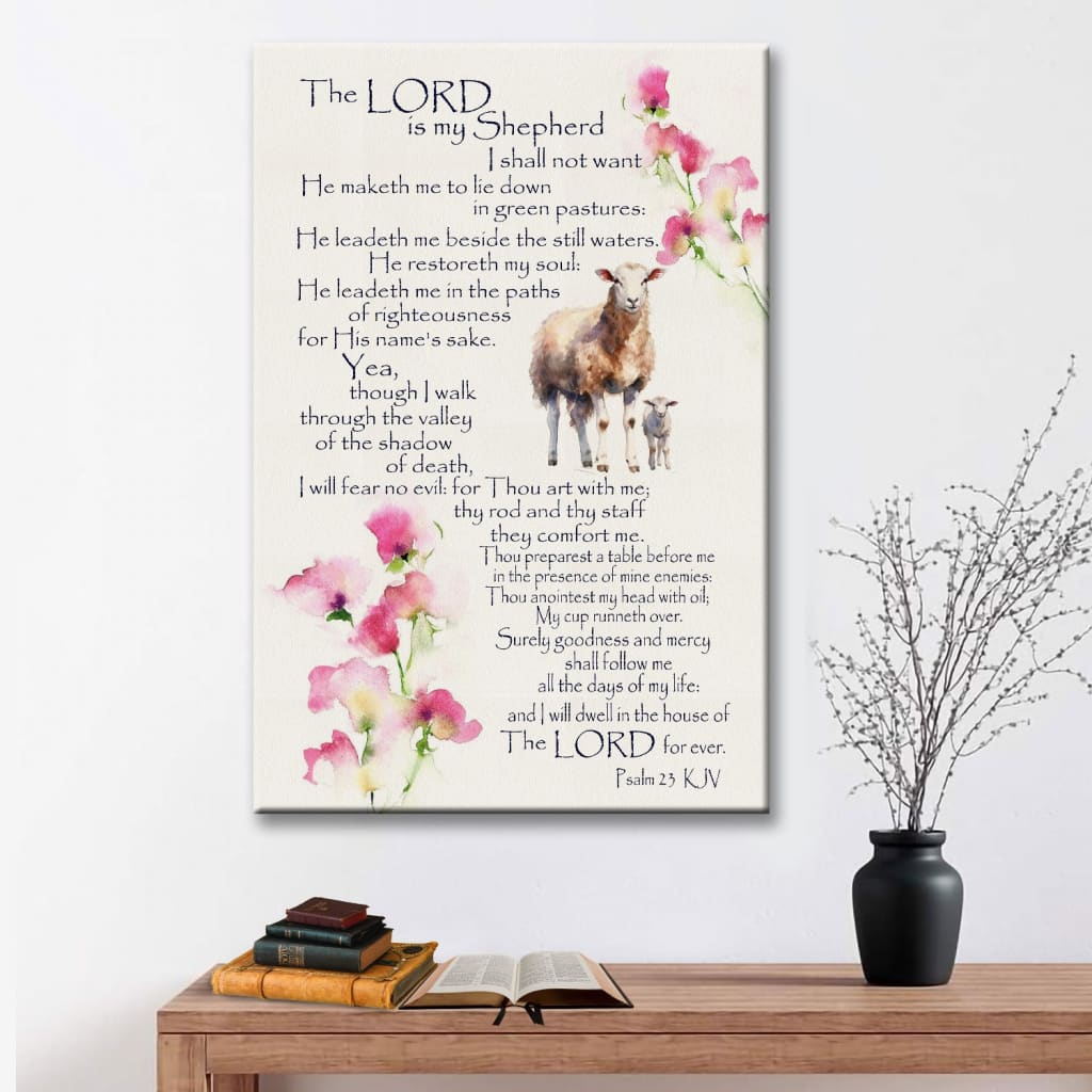 The Lord is My Shepherd Psalm 23 Wall Art Canvas