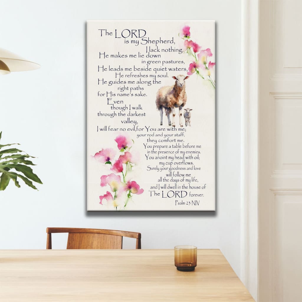 The Lord is My Shepherd Psalm 23 Wall Art Canvas