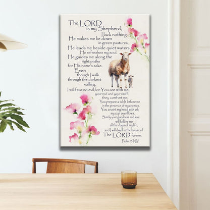 The Lord is My Shepherd Psalm 23 Wall Art Canvas