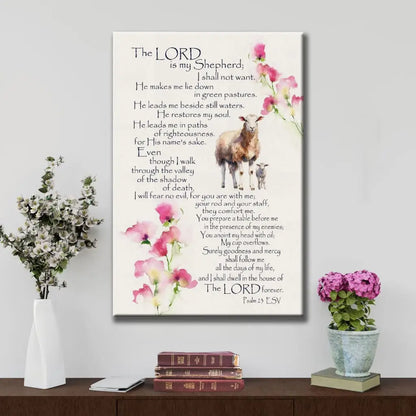 The Lord is My Shepherd Psalm 23 Wall Art Canvas