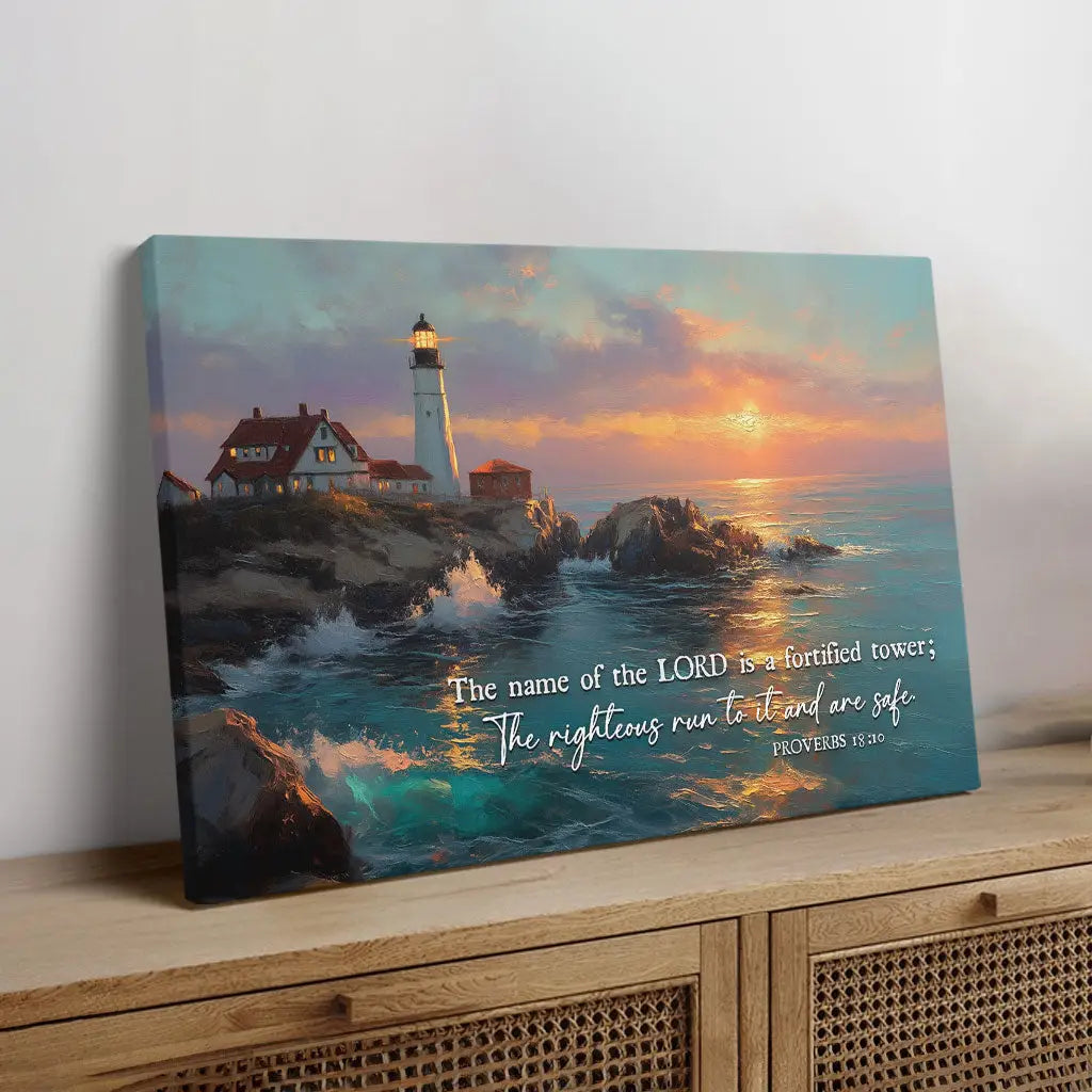 The Name Of The Lord is A Fortified Tower Proverbs 18:10 Wall Art Canvas