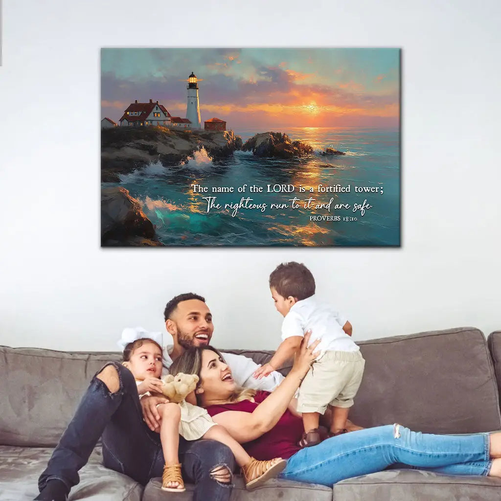 The Name Of The Lord is A Fortified Tower Proverbs 18:10 Wall Art Canvas