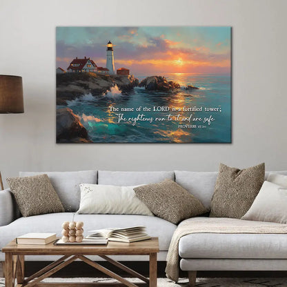 The Name Of The Lord is A Fortified Tower Proverbs 18:10 Wall Art Canvas