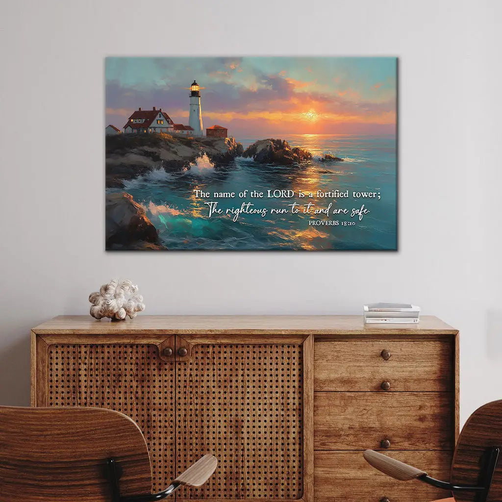The Name Of The Lord is A Fortified Tower Proverbs 18:10 Wall Art Canvas