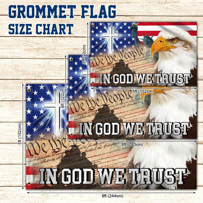 In God We Trust, We The People, Christian Cross American Eagle Flag