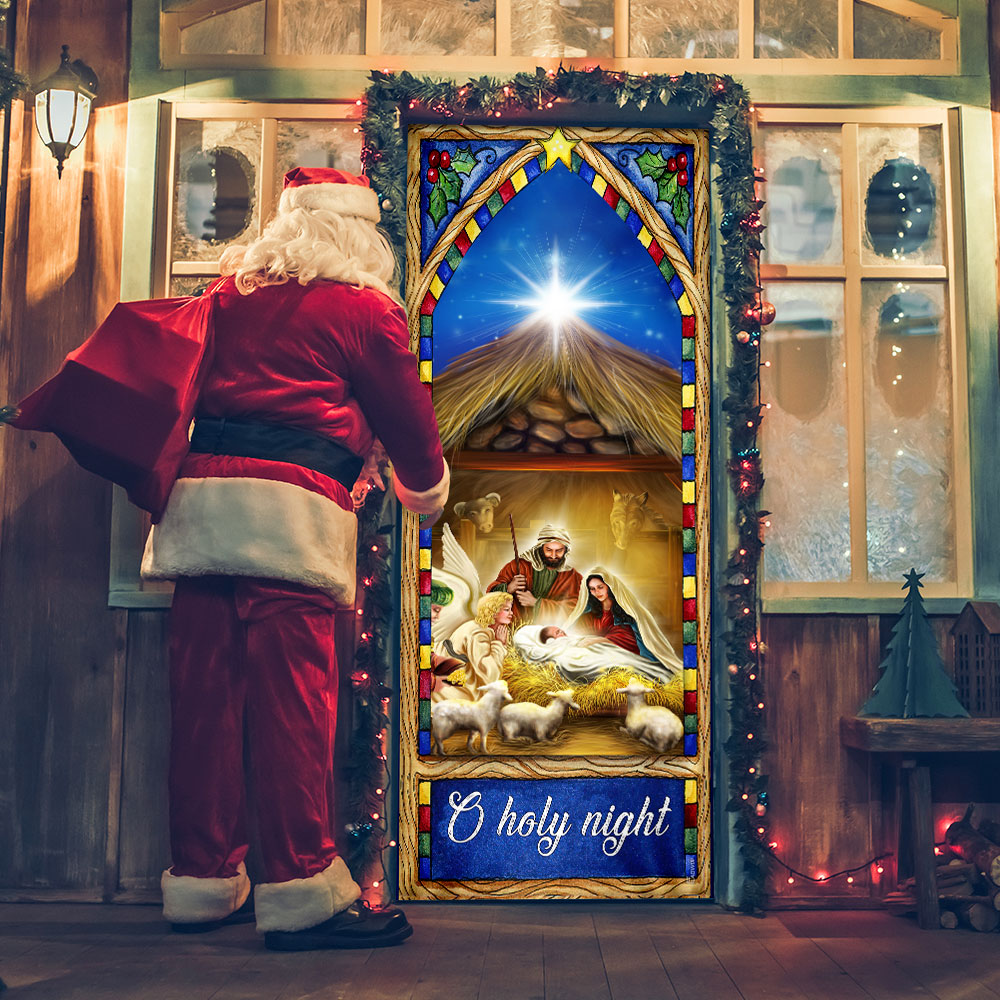 Nativity Scene Christmas Door Cover O Holy Night