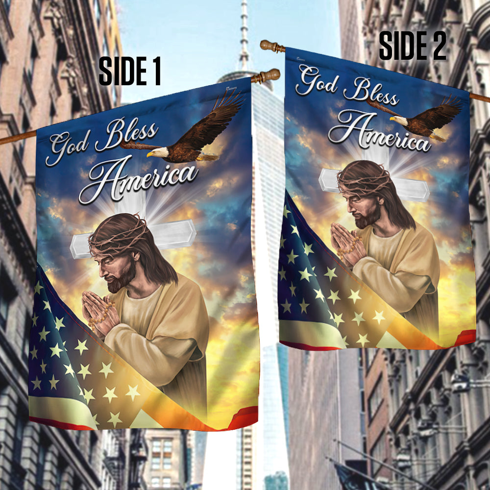 Jesus Cross Flag God Bless America
