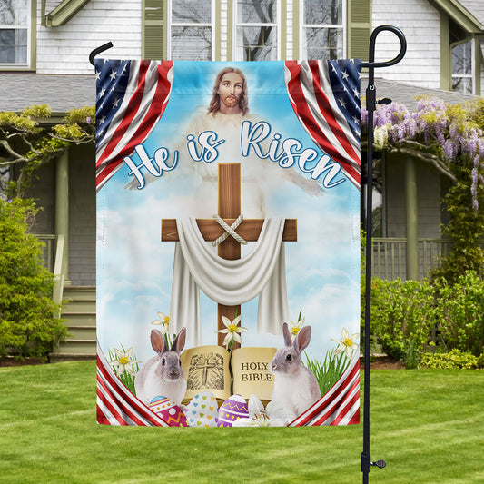 Easter Day Rabbit Flag He Is Risen Jesus Christ Flag