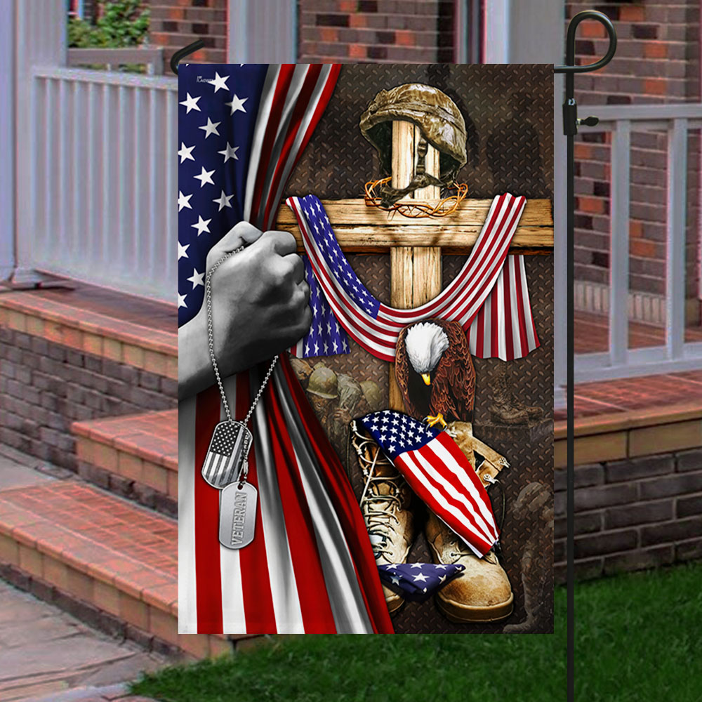 Flagwix American Flag - U.S. Veteran. Christian Cross American Patriot Memorial Flag