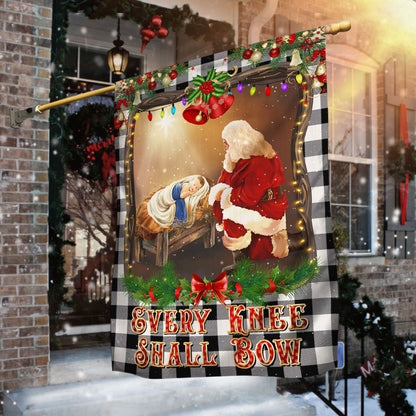 Christian Christmas Santa Claus Every Knee Shall Bow Flag