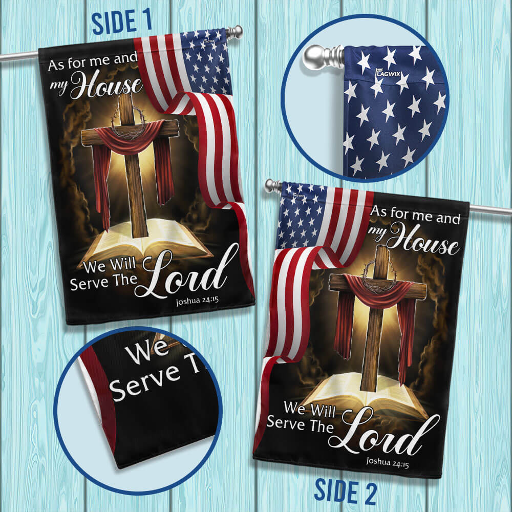 Jesus As For Me And My House, We Will Serve The Lord Jesus Christian Flag  3-Day Shipping