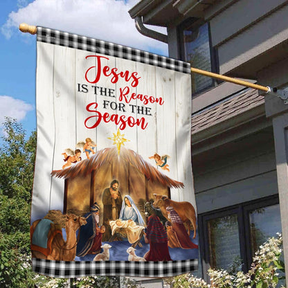 Holy Family Nativity of Jesus Christmas Flag Jesus Is The Reason For The Season Flag