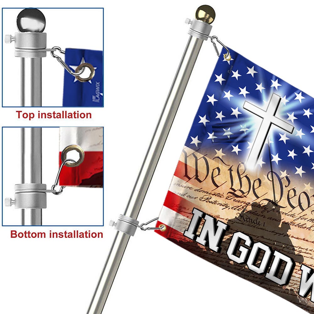 In God We Trust, We The People, Christian Cross American Eagle Flag
