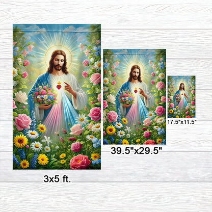 Jesus Holding Flowers Garden Spring Flag