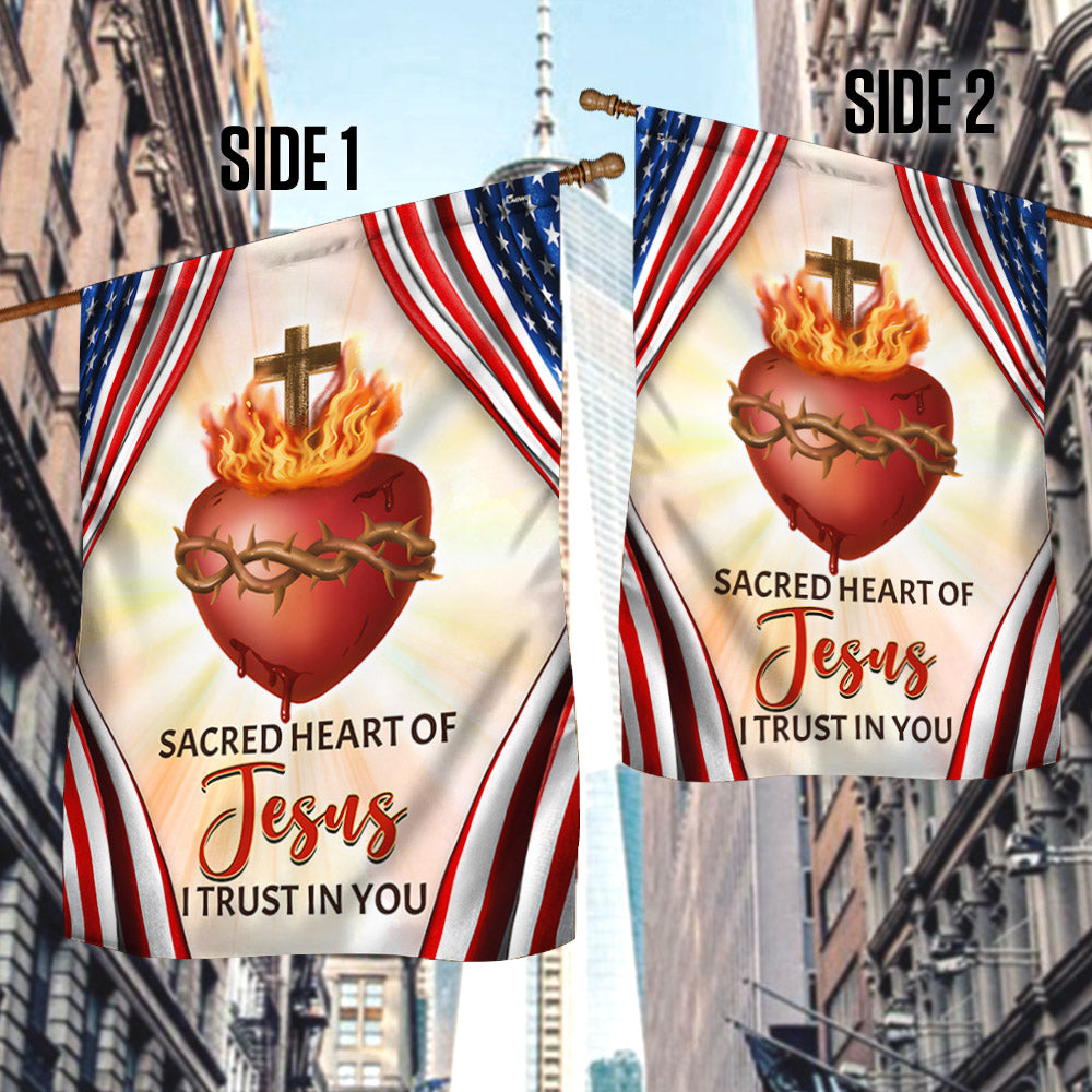Sacred Heart Of Jesus I Trust In You Jesus American Flag